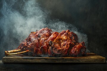 Classic Texas barbecue:Trim a large piece of smoked beef brisket to expose the ribs with their dark crust