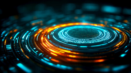 Digital shield representing cybersecurity concept with AI elements and glowing effects.