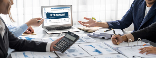 Business intelligence and data analysis concept. Analyst team working on financial data analysis...