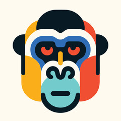 Modern Abstract Gorilla Face – Geometric Primate Illustration