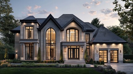 Naklejka premium Elegant Modern Home Evening Illumination Design