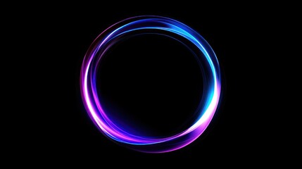 Vibrant abstract light circle on black background