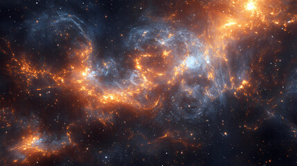 Illuminated cosmic stream of particles abstract space digital art galactic environment wide-angle view visual concept. Galactic Optical Illusions. Illustration