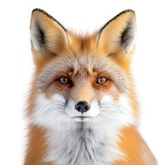 Naklejka premium Red fox portrait showcasing luxurious fur on Transparent background
