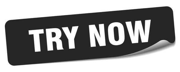 try now sticker. try now label