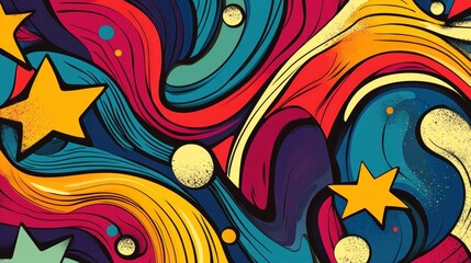 Obraz premium Vibrant Cosmic Swirl: A Psychedelic Abstract Masterpiece