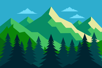 Fototapeta premium vector illustration of a mountain landscape