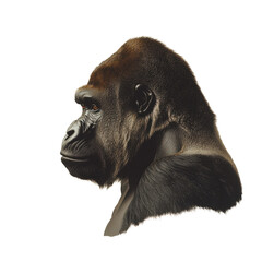 Gorilla portrait strong expressive dignified side profile on white