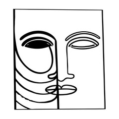 Abstract Line Art Minimalist Face Illustration