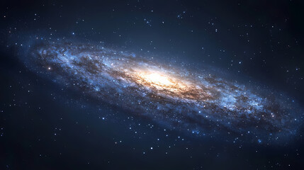 Fototapeta premium A mesmerizing view of the galaxy with sparkling stars against a deep blue backdrop, evoking a sense of wonder and exploration. Galactic Optical Illusions. Illustration