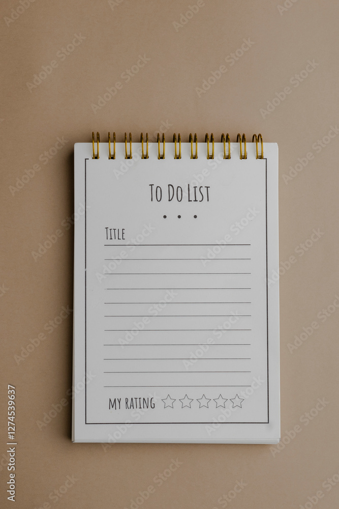Poster to do list notebook, a helpful planning tool with title and rating sections, spiral bound, and ready