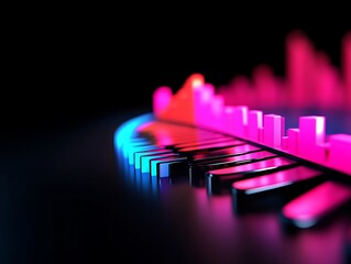 financial ratio chart with dynamic neon color shifts