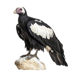 Andean condor portrait with rock detailed feather texture powerful