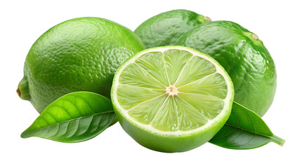 green lemon tow slices piece isolated on transparent background png