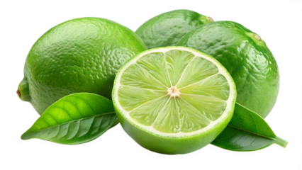 green lemon tow slices piece isolated on transparent background png