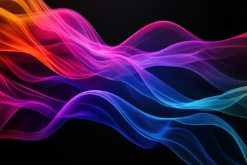 Fototapeta premium Sound waves in rainbow colors on a black background