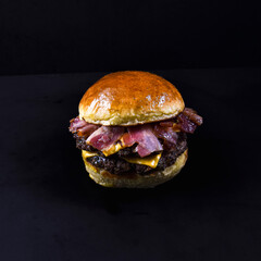 hamburger on black