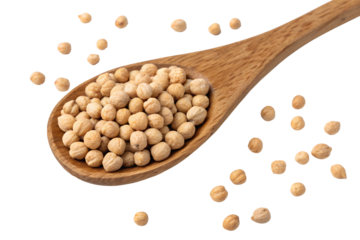 dried chickpeasin wooden spoon b isolated on transparent background png