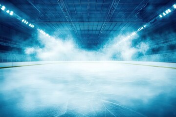 Indoor ice rink featuring an enchanting display of fog and steam.