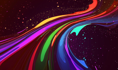 Obraz premium Cherry, sapphire, and lime neon streaks for a design composition, blending vivid colors in a striking display