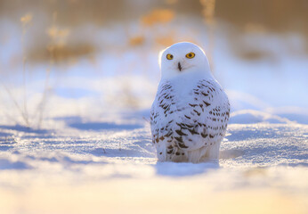 Snowy owl ( bubo scandiacus ) close up
