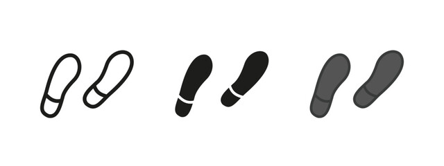 Footprint icon. Step and track symbol. Human foot vector illustration. Shoe print sign. Walking path and trail pictogram. Direction and guidance concept.
