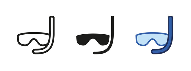 Diving mask icon. Snorkel equipment symbol. Scuba diving vector illustration. Underwater swimming sign. Ocean sport pictogram. Aquatic gear concept.