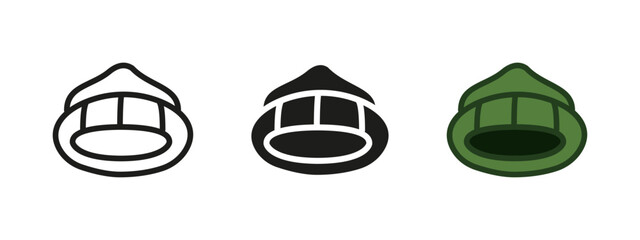 Winter hat icon. Cozy warm clothing symbol. Cold weather clothes vector illustration. Fashionable headwear sign. Knitted wool hat pictogram. Seasonal outdoor comfort clothing concept.