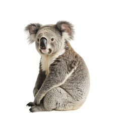 Naklejka premium Single koala relaxed groomed closeup on Transparent background