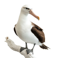 Single Laysan Albatross perched in serene studio setting