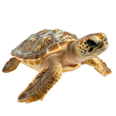 Obraz premium Closeup loggerhead sea turtle with soft studio lighting on white background