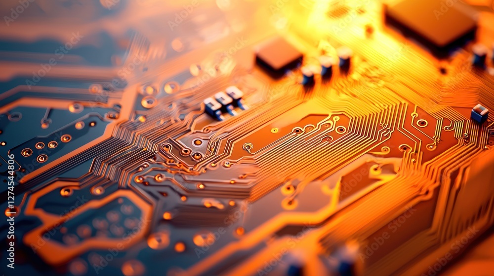 Aufkleber intricate circuit board: a close-up view of technology's complex design