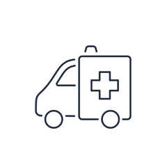 Ambulance icon, outline emergency car editable line stroke