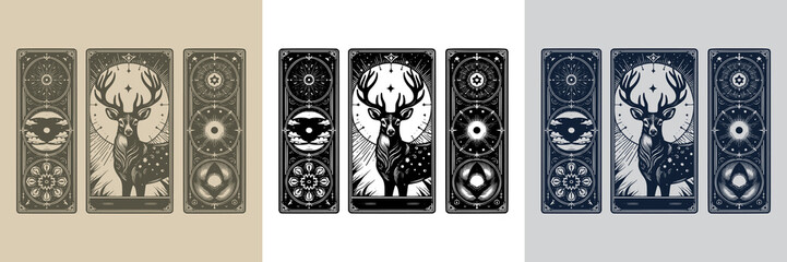 neon deer vector playing card tattoo design