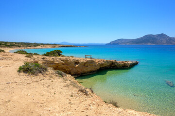 Koufonisia Fanos beach, one of the most popular beaches on the island of Koufonisi island. Small Cyclades, Greece