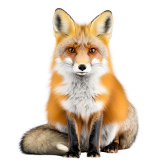 Fototapeta premium Single adult red fox in clean Transparent backgroundstudio setting