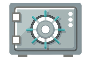 High-Security Steel Safe Vault Illustration with Combination Dial