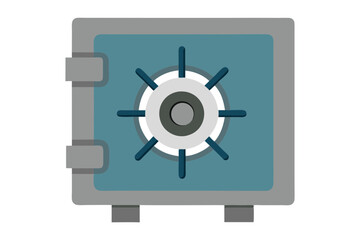 High-Security Steel Safe Vault Illustration with Combination Dial