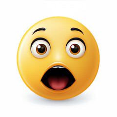 Fototapeta premium Surprised Emoji with Shocked Expression: Vibrant Cartoon Face Icon for Social Media Messages