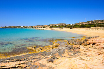 Fanos beach with clear water and fine sand. The south of Koufonisi. Small Cyclades, Greece