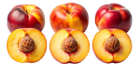 Set of peaches isolated on transparent background png