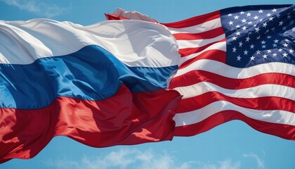 American and Russian Flags, a Synchronized Ballet in the Sky