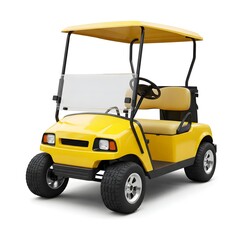Yellow Golf Cart with Roof and Off-Road Tires 