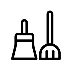 Obraz premium Broom and dustpan icon, cleaning tools for tidy spaces concept