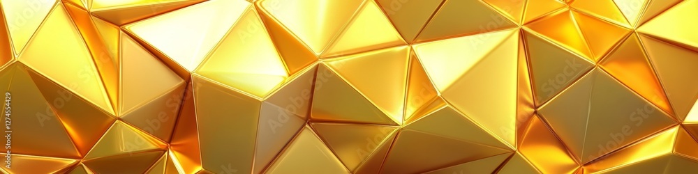 Poster golden facets a seamless geometric background with dynamic composition and luminous color palette