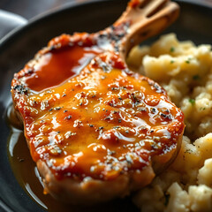 Honey Garlic Pork Chops - Crispy with Mashed Potatoes