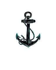 Sea anchor watercolor - beautiful anchor silhouette isolated on white background