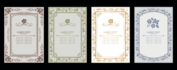 Design elements for packaging design and invitations for brochure or book cover. Vector ornament, vintage frames and border..eps