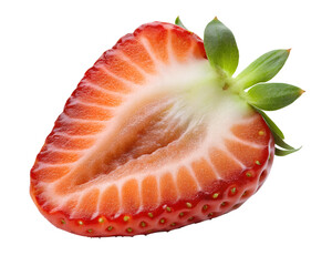 half a strawberry slice isolated on transparent background png