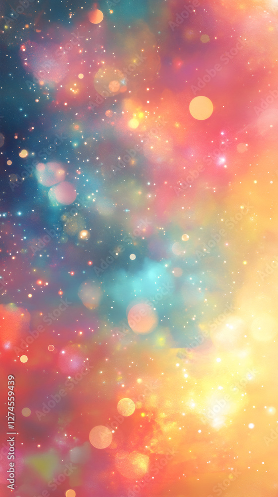 Fototapete nebula clouds and bokeh lights create a colorful and vibrant cosmic scene, perfect for space-themed 